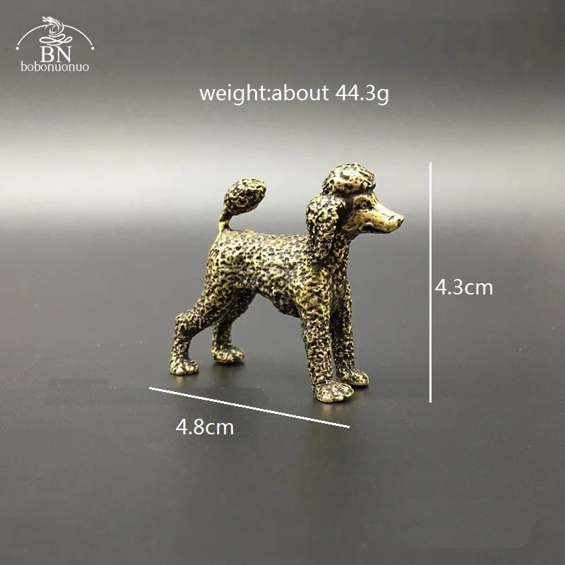 Pure Copper Cute Dog Statue Feng Shui Ornament Bronze Standing Poodle Figurines Lucky Desk Decorations Accessories Home Decor