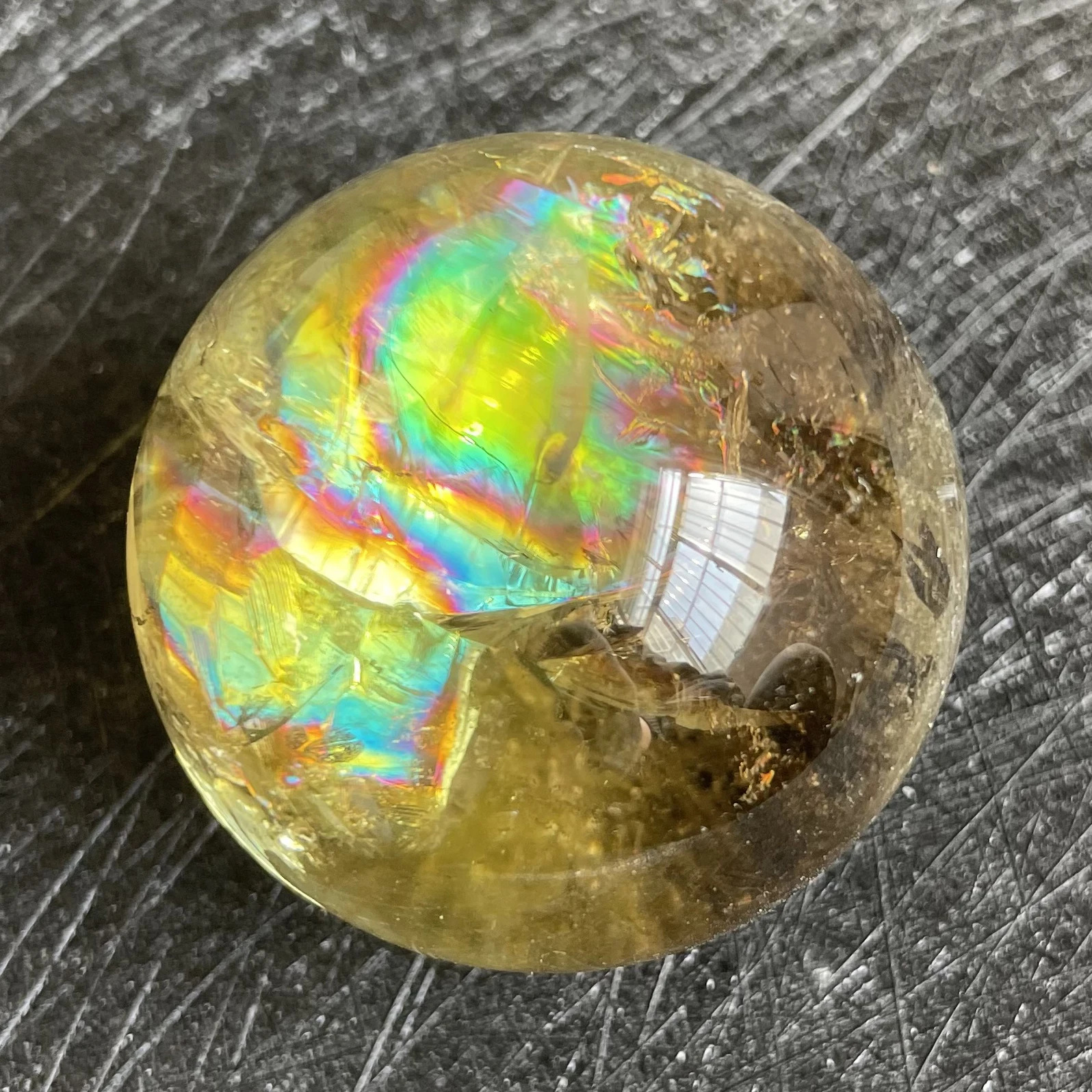 Sfera di cristallo di citrino di pietra naturale sfera di quarzo arcobaleno lucido guarigione Reiki di roccia