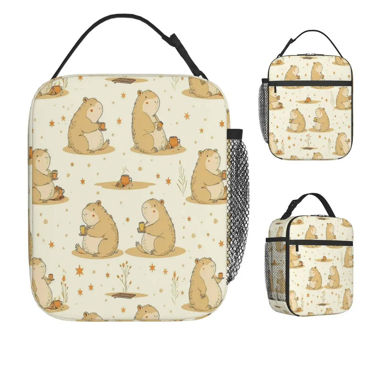 

Капибара, кофейная сумка для обеда, забавная коробка для завтрака для детей, уличный пикник, удобная сумка-холодильник, сумка-тоут с принтом, сумки для еды