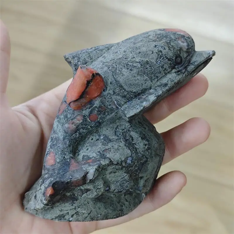 Natural Agate Dolphin Carving Healing Crystal Crafts Figurines Reiki Stones Home Decoration Holiday Gift 1pcs