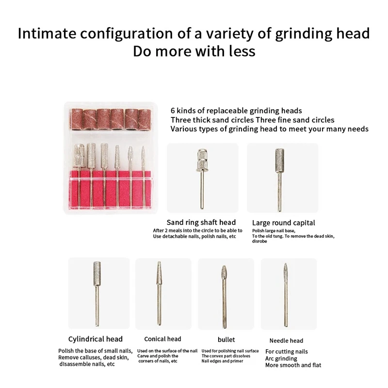 Perceuse à ongles électrique pour gel acrylique, outils de forme de polissage pour manucure et pédicure, utilisation à domicile et en salon, N64.