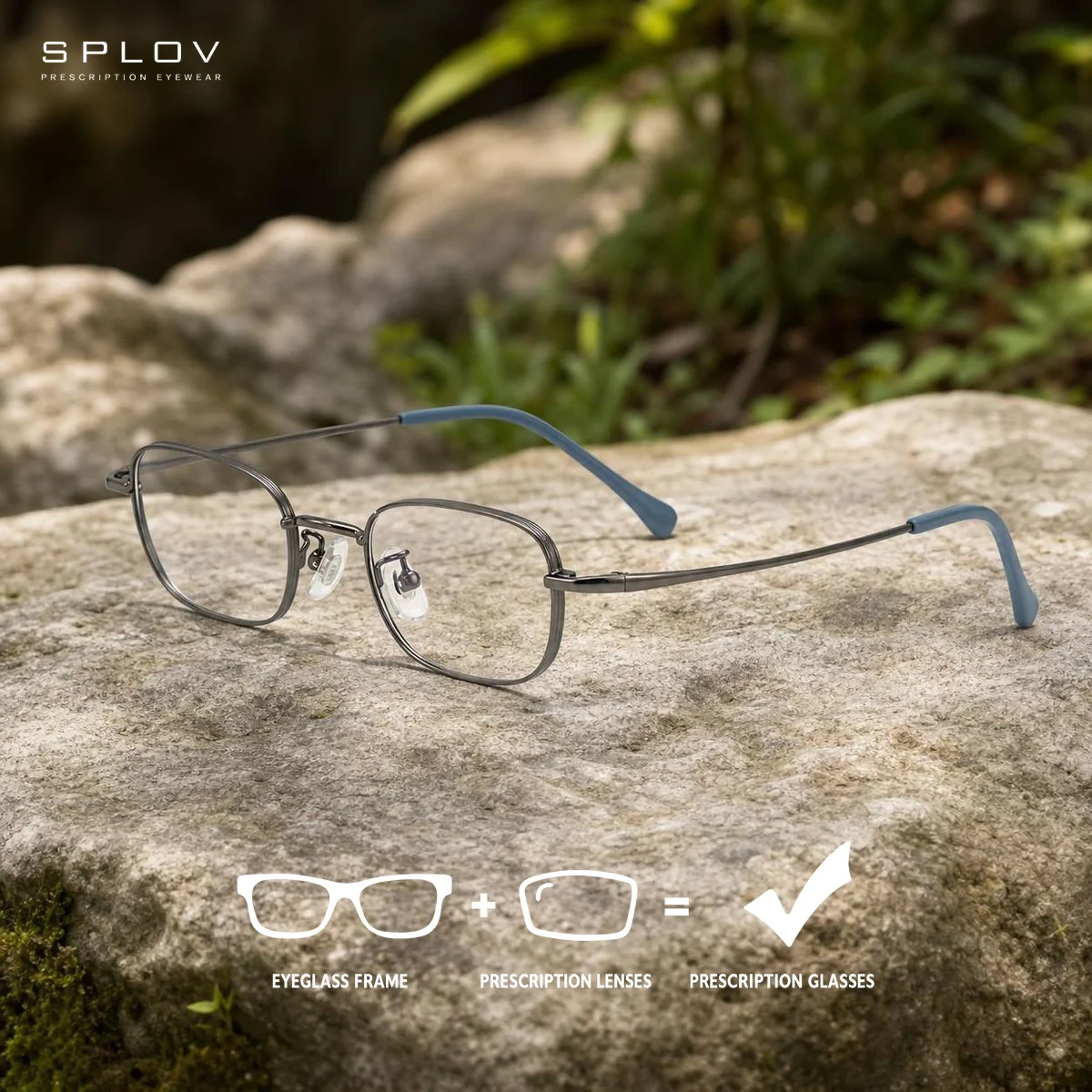 SPLOV Ultralight Square Titanium Prescription Glasses Professionally Customized Blue Light Changing Progressive Optical Glasses