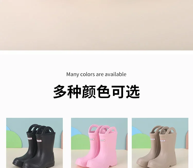 Neue leichte rutschfeste Regenstiefel für Kinder, halbhohe Griffe, Jungen- und Mädchen-Softsohlen-Outdoor-Wasserschuhe, Regenstiefel für Vorschulkinder – Detail 3