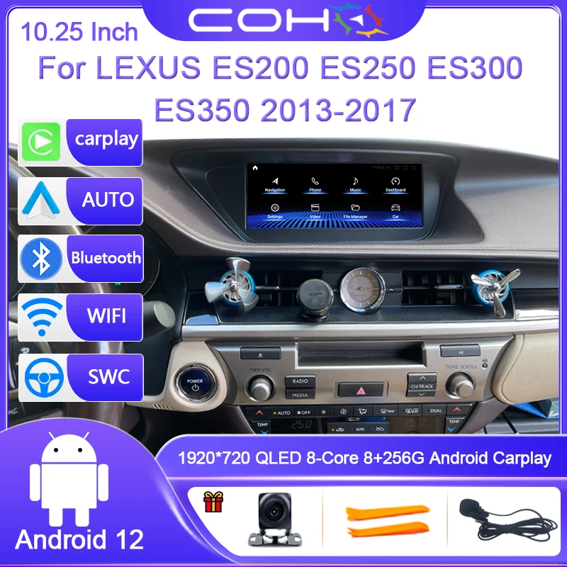 

For LEXUS ES200 ES250 ES300 ES350 2013-2017 Android 12.0 4G Car Radio Player Navigation GPS Octa Core 8GB+256GB Radio Multimedia