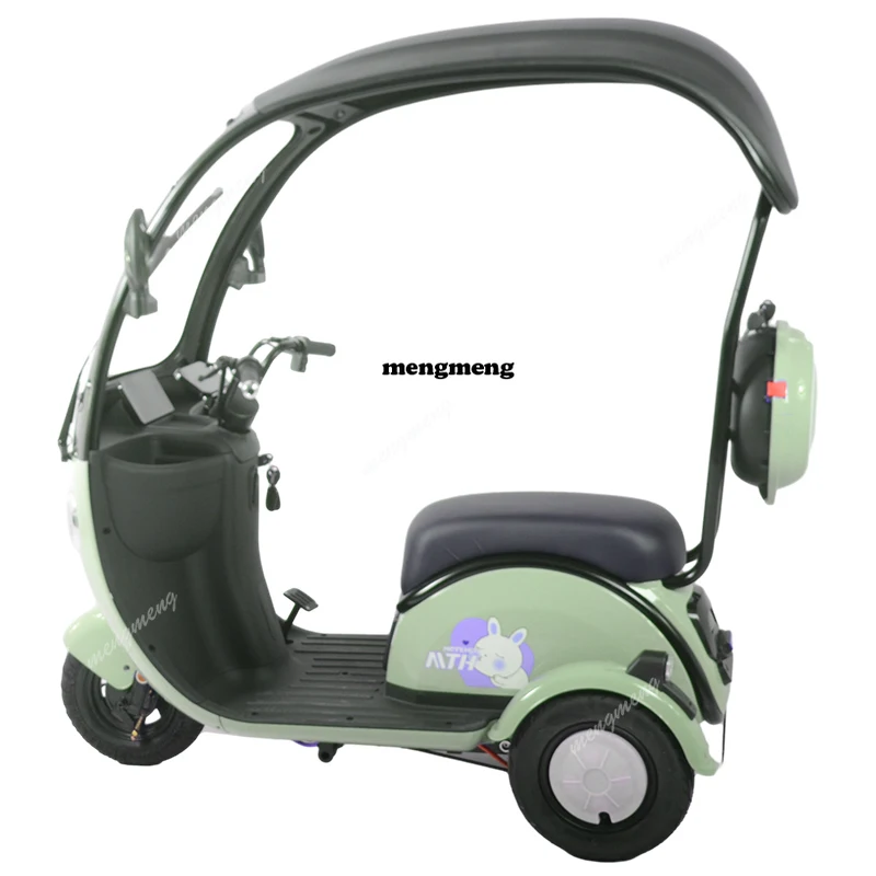 Covered Three-Wheel Electric  with Roof Compact Electric Tricycle Covered Three-Wheel Electric