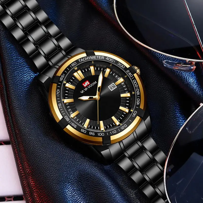 أفضل ماركة الرجال الساعات سوار فولاذي غير قابل للصدأ مقاوم للماء رجال الأعمال ساعة كوارتز تاريخ ساعات المعصم Relogio Masculino