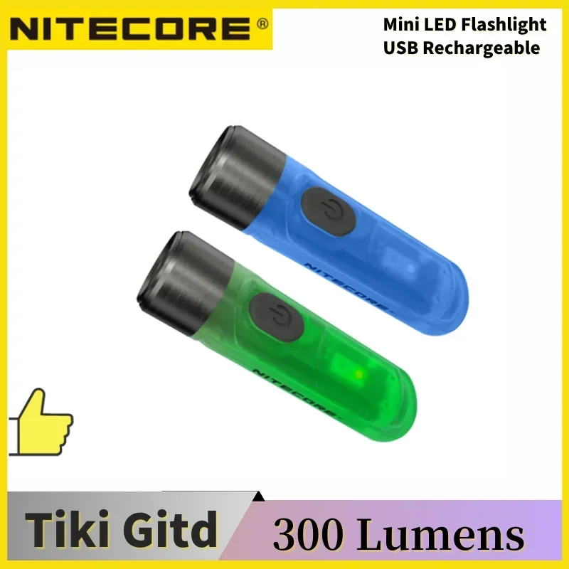 NITECORE TIKI GITD Keychain Light 300Lumens TYPE-C Rechargeable UV Light / High CRI Mini Portable Flashlight