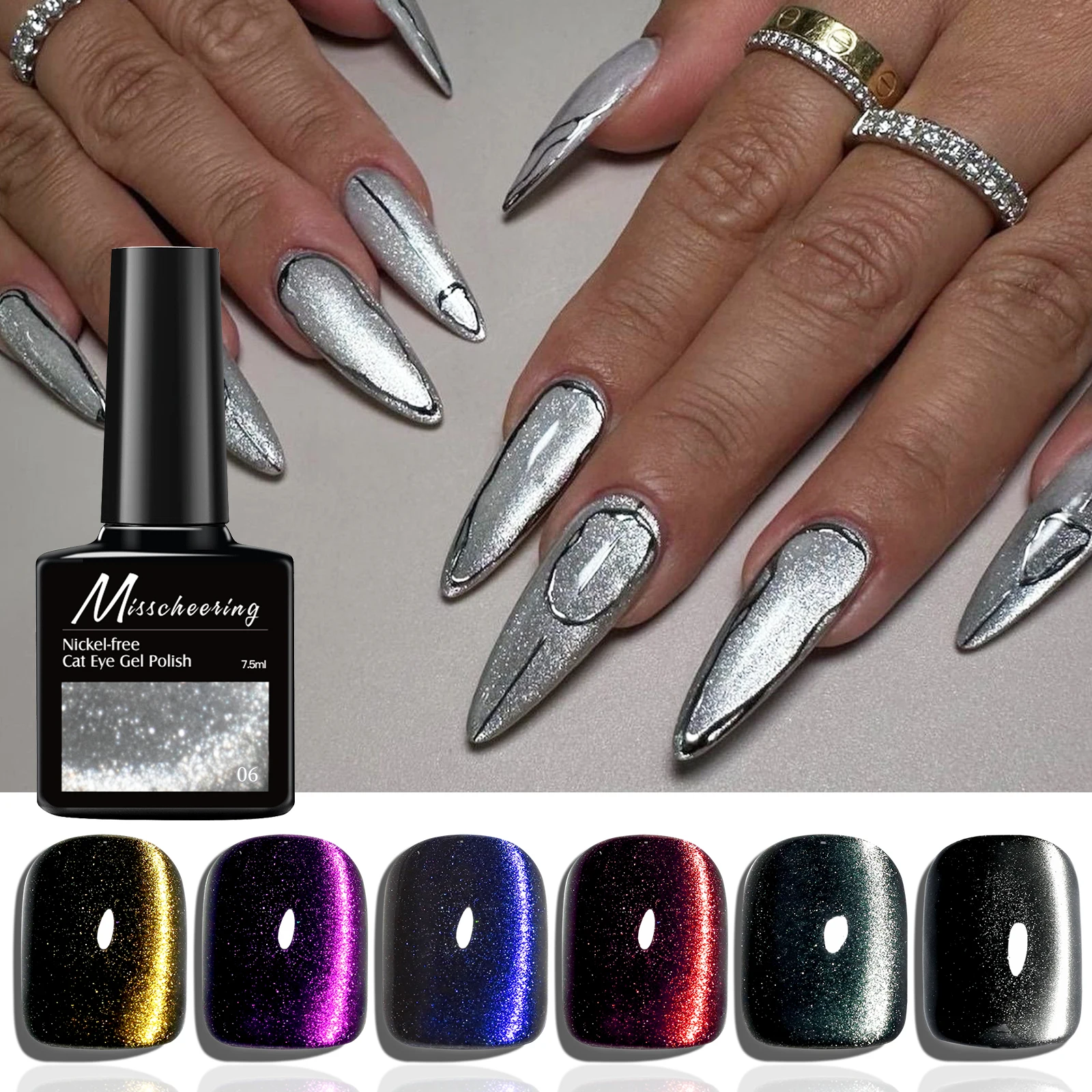 7.5 مللي النيكل الحرة القط العين هلام المجسم كريستال غرامة بريق دائم نقع الأشعة فوق البنفسجية/LED هلام البولندية الورنيش لتصميم مسمار الفن #1