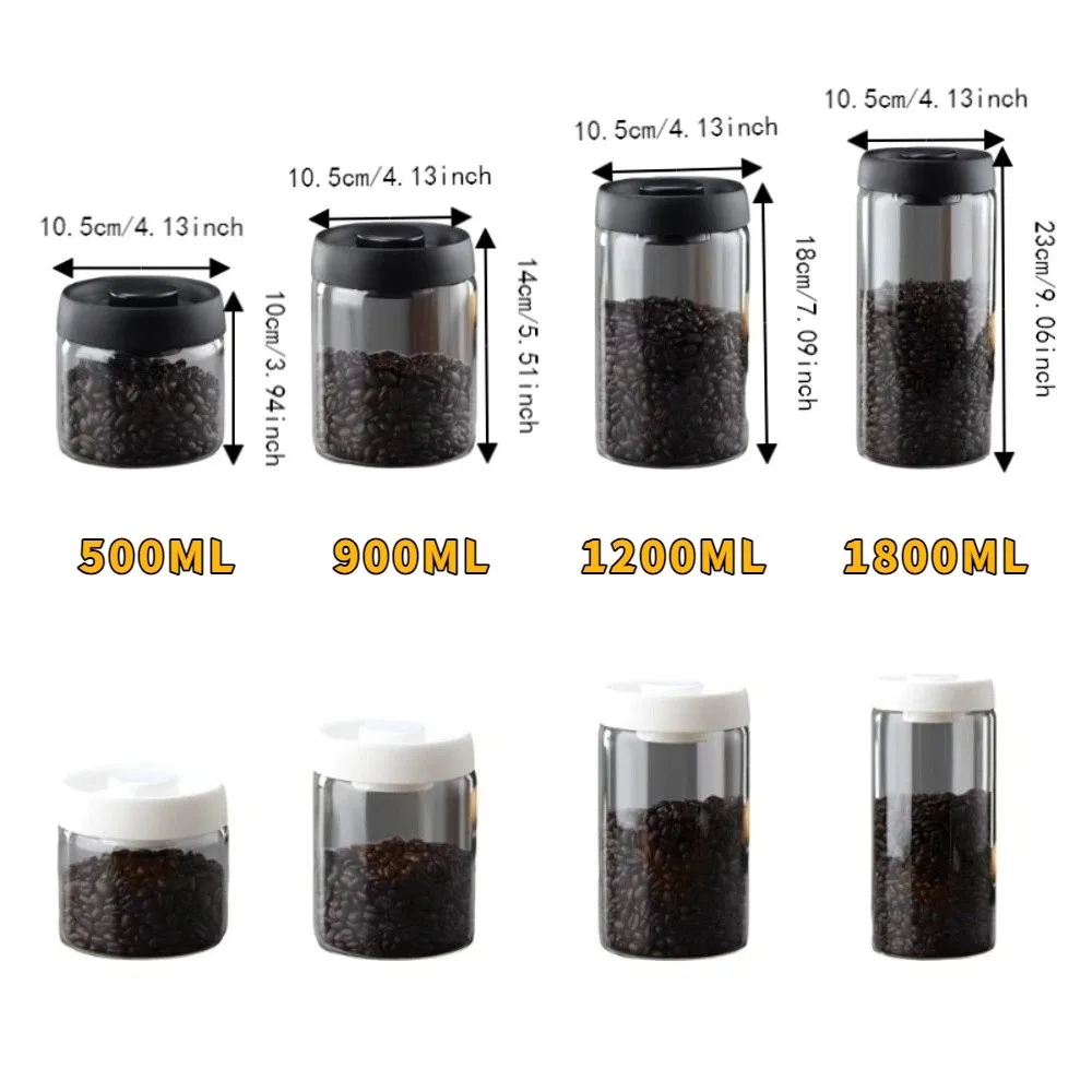 Moisture Proof Vacuum Sealed Jar Manual Press Type Coffee Bean Storage Jar Keep Fresh High Borosilicate Glass Airtight Container - view 6