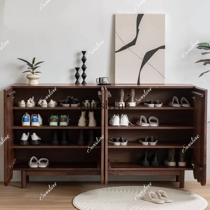 

North American black walnut solid wood simple household door porch storage multi-layer storage cabinet FT