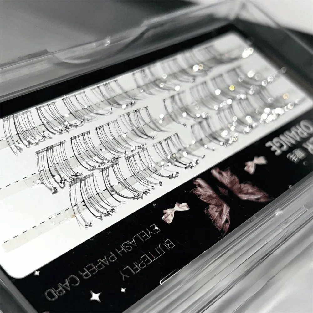 Shining Rhinestone Individual False Eyelashes 3 Rows Natural Look Cluster Lashes Fluffy Clusters Wispy Style 3D Volume Eyelashes