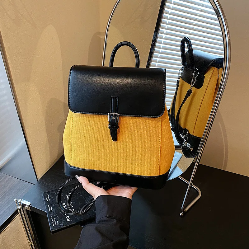 2025 new style urban casual color-blocking backpack for women niche, fashionable and versatile small backpack for commuting