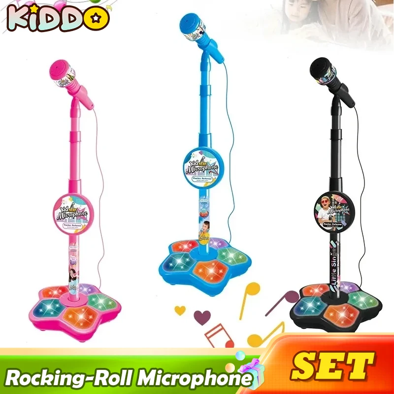 ميكروفون للأطفال مع حامل كاريوكي هزاز لفة أغنية أداة عزف موسيقى ألعاب تدريب الدماغ لعبة تعليمية هدية عيد ميلاد فتاة صبي