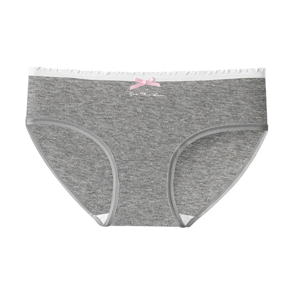 Underpants Mid Waist Bow Cotton Panties Comfortable Letter Underwear for Women Simple Sweet Flower Briefs Girl