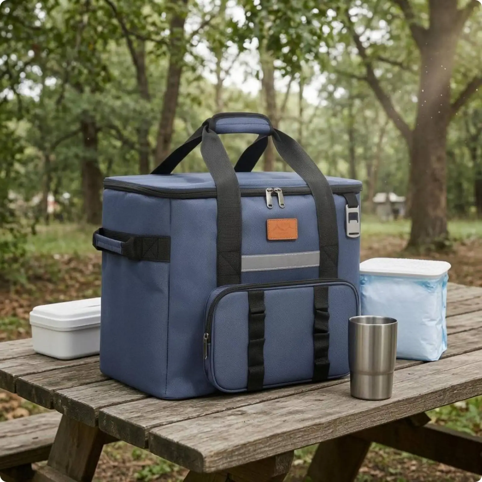Portable Folding Insulated Contain Bag Oxford Cloth Lunch Cooler for Camping Picnic Travel Storage view 3
