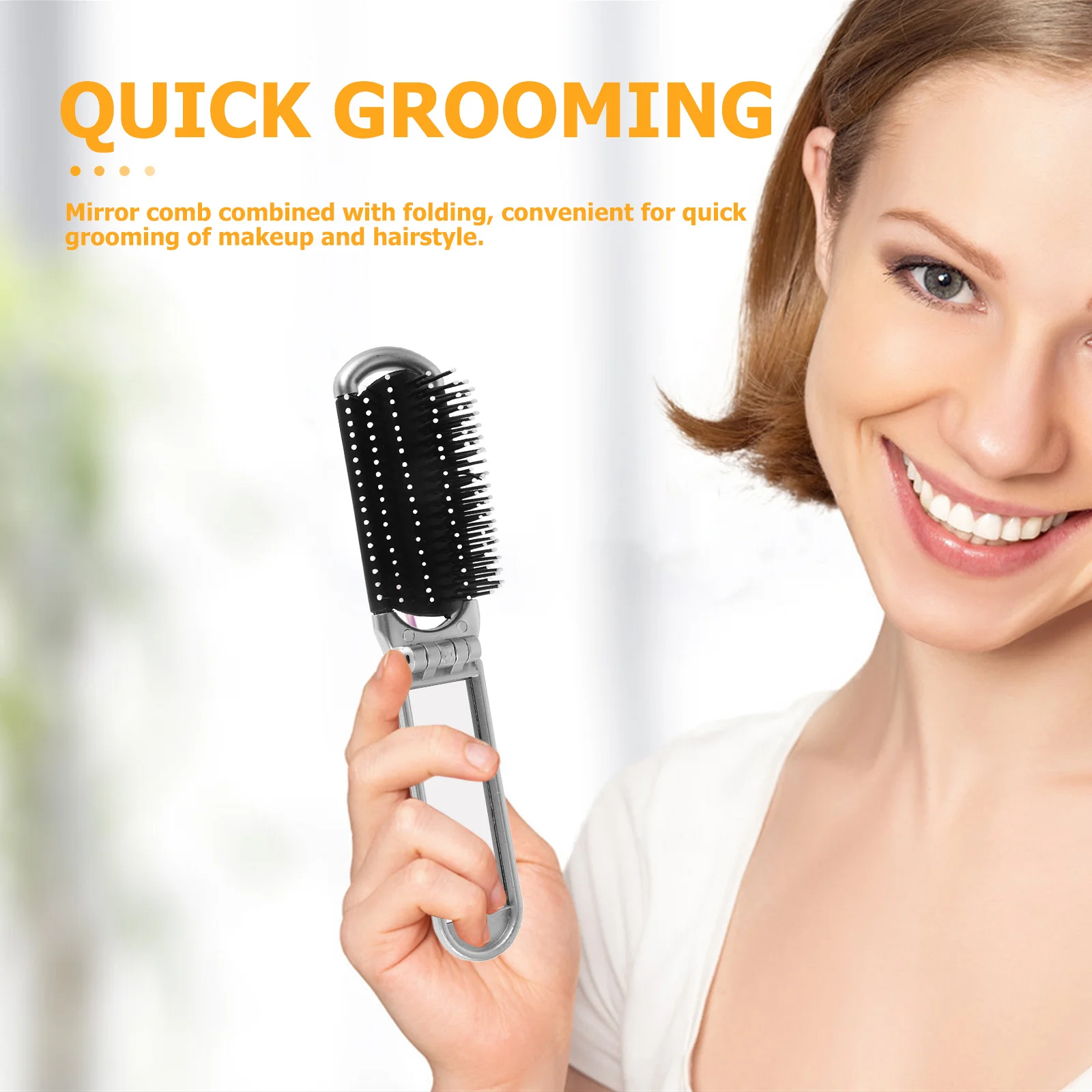 Brosse à cheveux pliable, miroir Compact, taille de voyage, peigne démêlant, petite brosse Portable pour sac à main, style, retouche