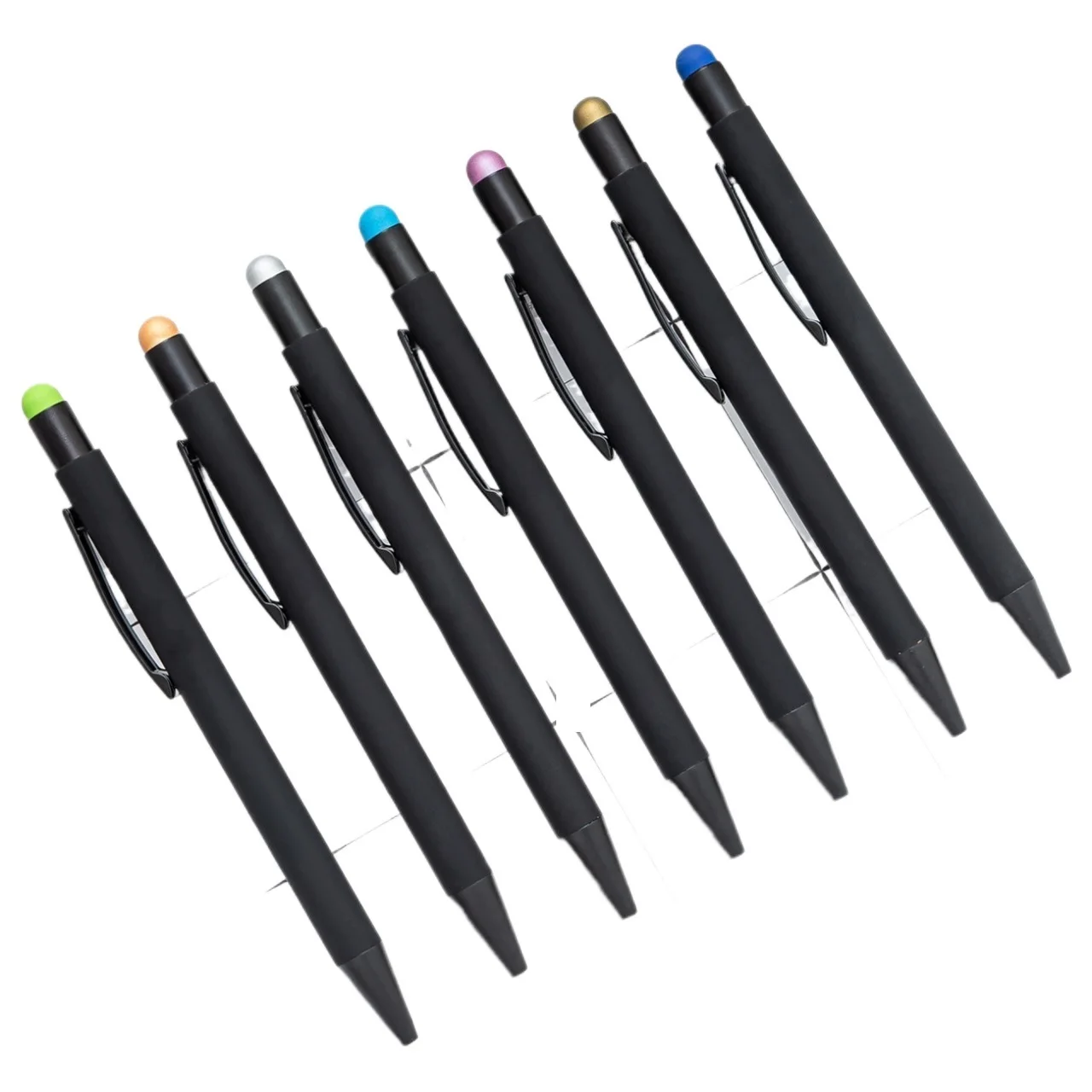 50PCS Colorful head touch screen Stylus metal ballpoint pen