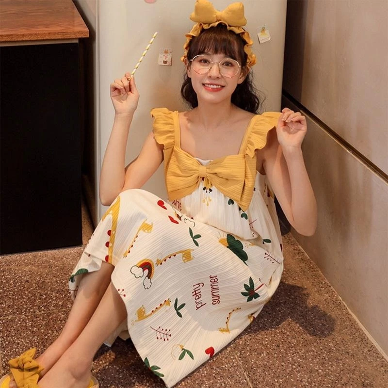 q22d-women-sleeveless-nightgown-cartoon-giraffe-print-bowknot-ruffle-loose-sleepshirt