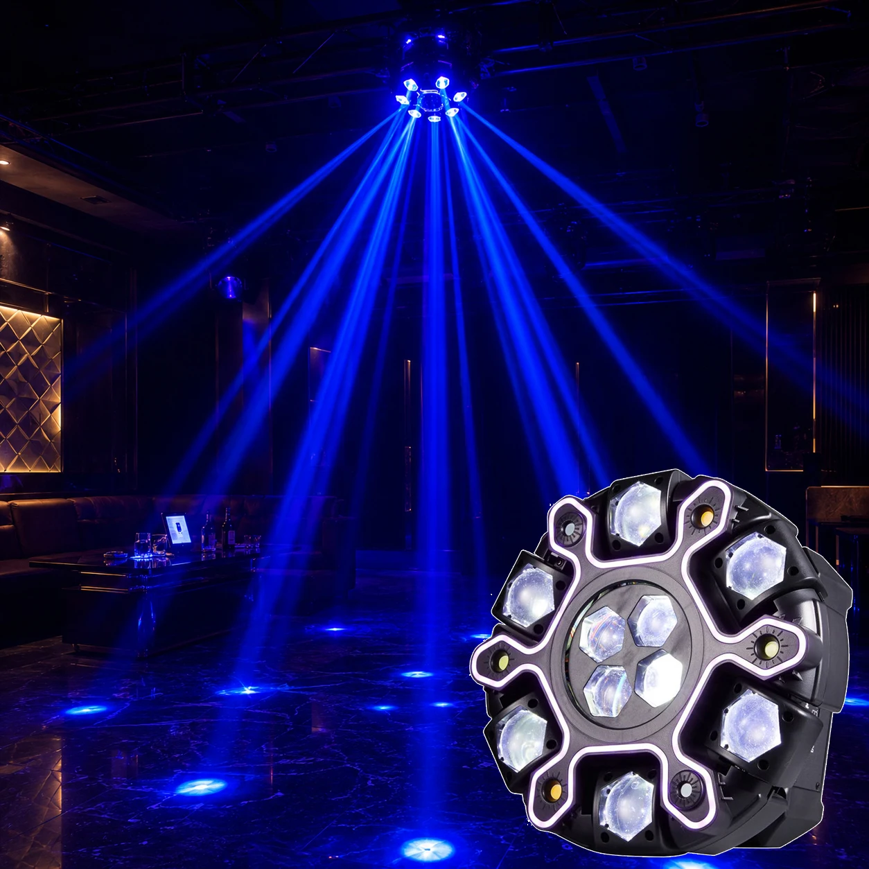 200W 10LED Super Bee Eye Stage Light CREE RGBW LED 2 Laser 4 Strobe DMX512 26CH Effect Light for Disco KTV Bar Party Concert