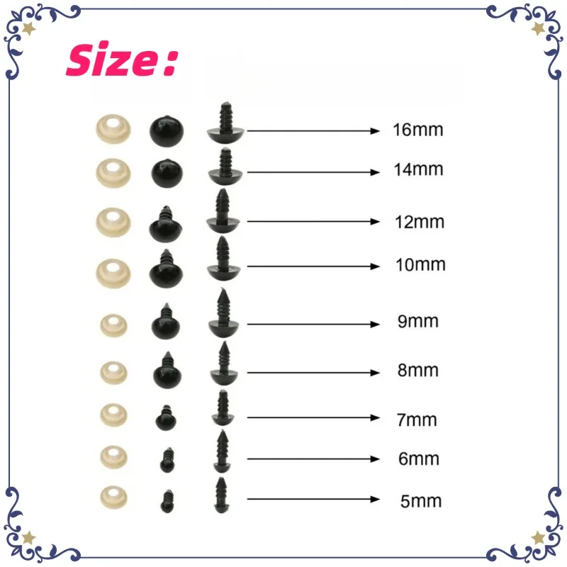 1000set Black Safety Eyes with Washers for Crochet Plush Dolls Stuffed Animals Teddy Bear Crochet Craft DIY Doll Plastic Eyeball