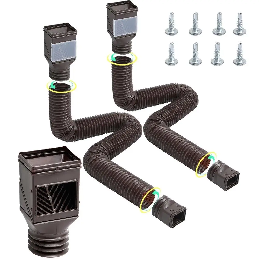 Rainwater Gutter Extender 2-Pack Flexible Extension Brown