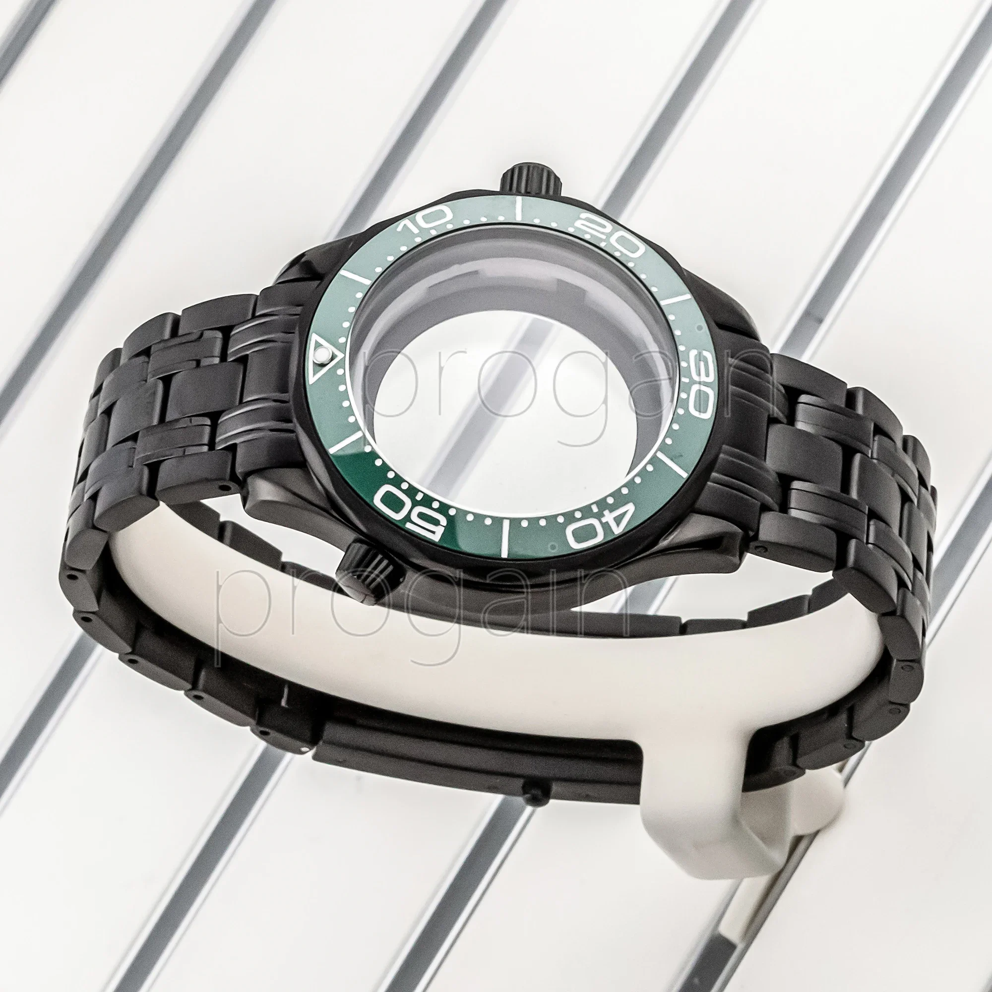 Stainless Steel for Seamaster 300 Case Black Strap 5ATM Waterproof  NH35 NH36 Automatic Movement Watch Accessories Replacements