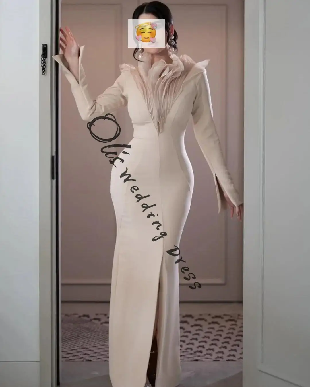 

Индивидуальные вечерние платья-русалки с длинными рукавами, высоким воротом, длиной в пол, плиссированные, с боковым разрезом, для выпускного вечера и вечеринок