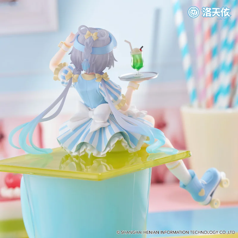Figura de anime original Cantor virtual Luo Tianyi Garçom Ver. Postura sentada figura de ação modelo ornamentos de mesa presentes