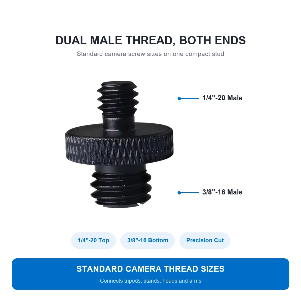 1/4 to 3/8 Male to Male Thread Screw Adapter Aluminum Alloy for Camera Tripod Light Stand Ball Head Magic Arm Cage 2/5/10 PCS