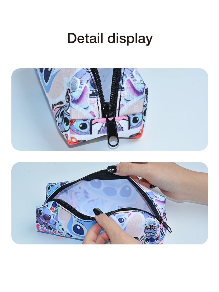 MINISO Disney Stitch Borsa per penne con cerniera stampata Scatola per cancelleria Astuccio per matite per cartoni animati Astuccio per matite per