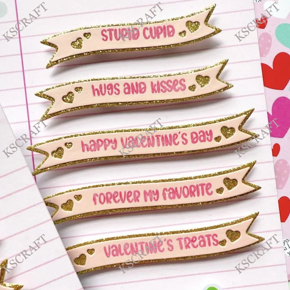 KSCRAFT Valentine Sentiment Strips Cutting Dies Stencils for DIY Scrapbooking Decorative Embossing DIY Paper Cards