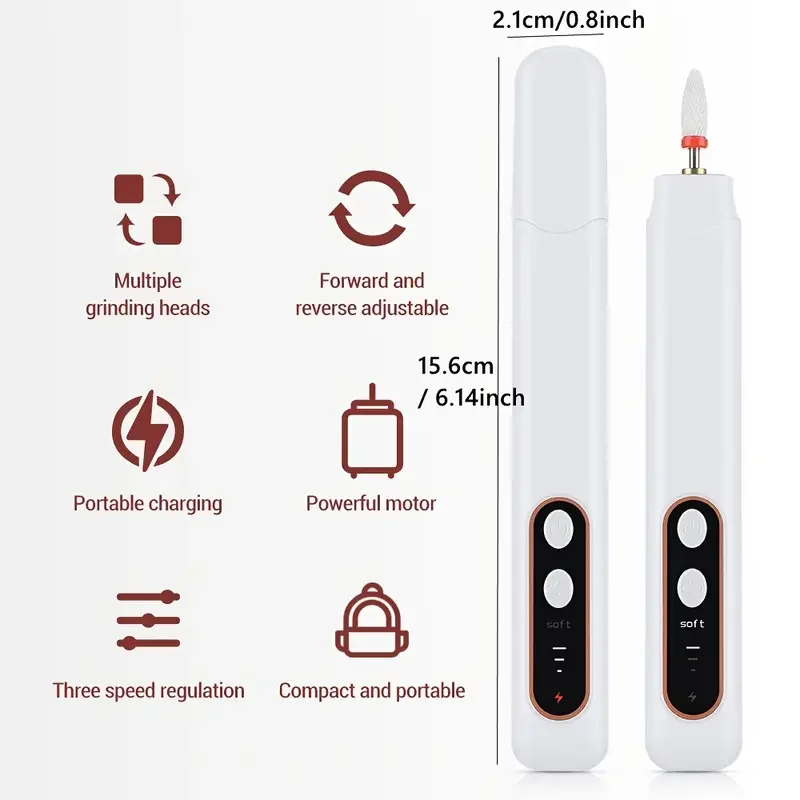 Polidor de unhas elétrico brocas profissional unhas moagem polimento remoção da pele morta arte lixar arquivo caneta manicure máquina