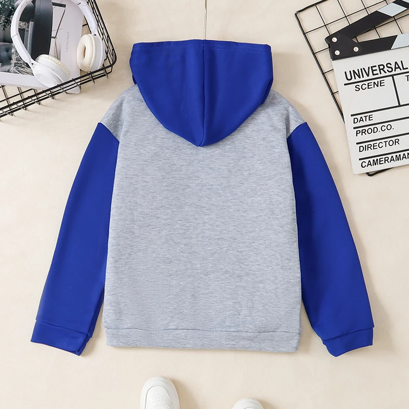 Autumn And Winter Boys Fashion Trend Daily Casual Cute Cold And Warm Hooded Colored Zipper Long Sleeved Sweater Clothing