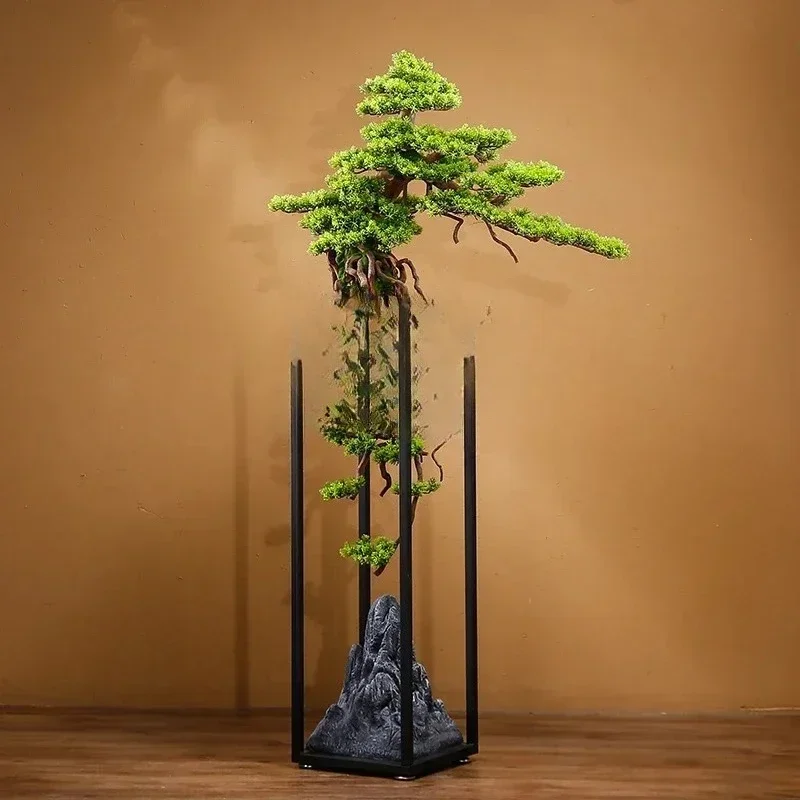 A  Simulation green plant floor decoration porch hotel aisle fake tree bonsai potted plant ornament