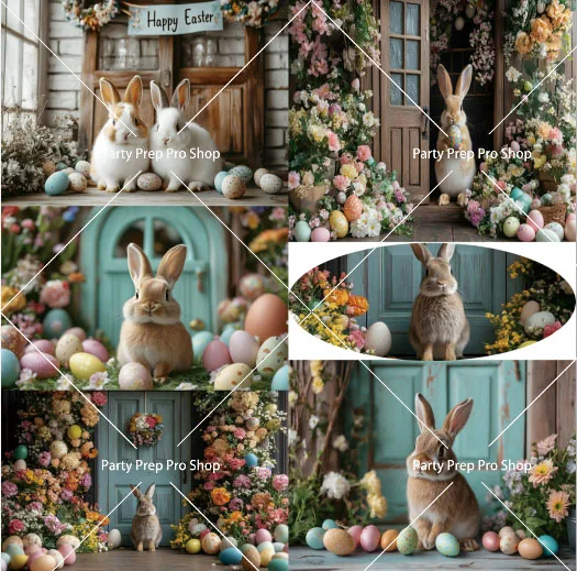 Ostern Frühling Foto Hintergrund Holzboden Hintergrund Buntes Ei Ostern Kaninchen Dekoration für Kinder Party