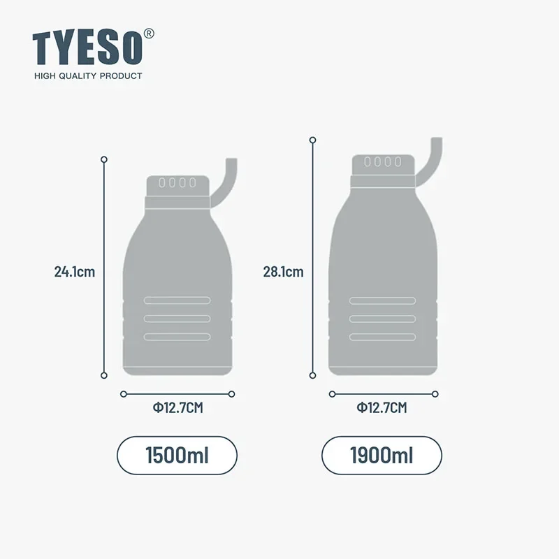 Imagem -03 - Tyeso- Isolado Tumbler Vácuo Thermos Esporte Garrafa de Água com Palha 1500ml 1900ml Ts8818 Ts9819 Aço Inoxidável