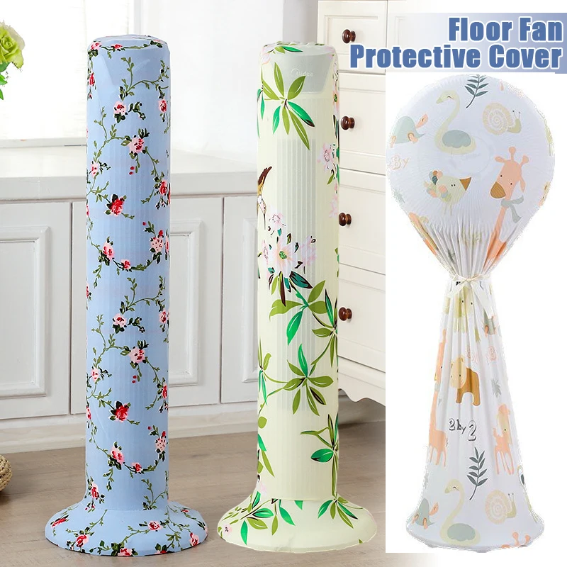 

Elastic All-Inclusive Electric Fan Dust Cover Universal Flower Cartoon Print Standing Round Floor Fan Reusable Home Fan Cover