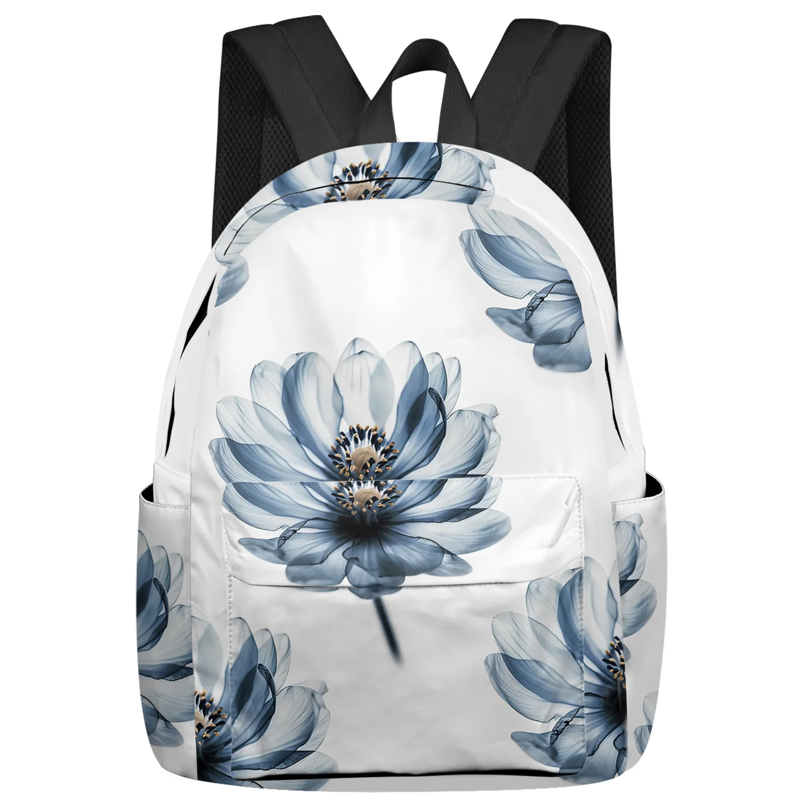 

Blue Flowers Backpack School Bags for Teenagers Girls Students Laptop Bag Women's Casual Travel Backpack