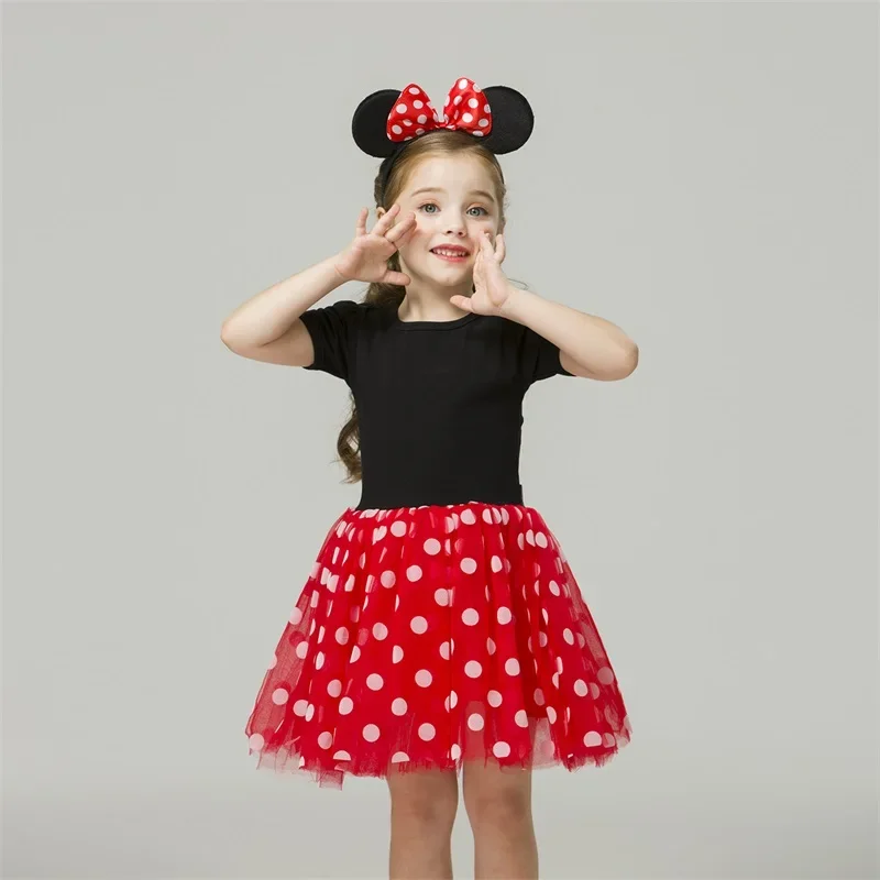 Girls Mickey Minnie Cartoon Mouse Princess Dress Kids Costume Dots Tutu Mickey Fancy Easter Birthday Party Dress Child Clothes