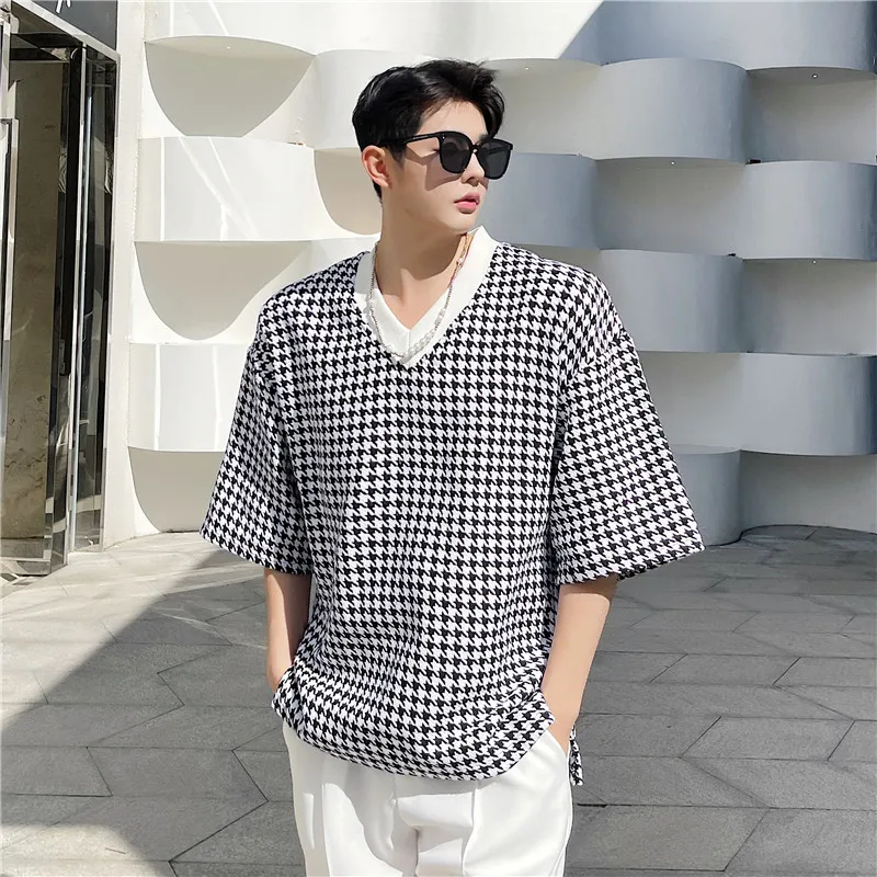 

Oversized Summer Short Sleeve Men's T Shirt New Fashion Solid Loose V-Neck T Shirts Mens Cotton Hip Hop Streetwear Top Tees Z29