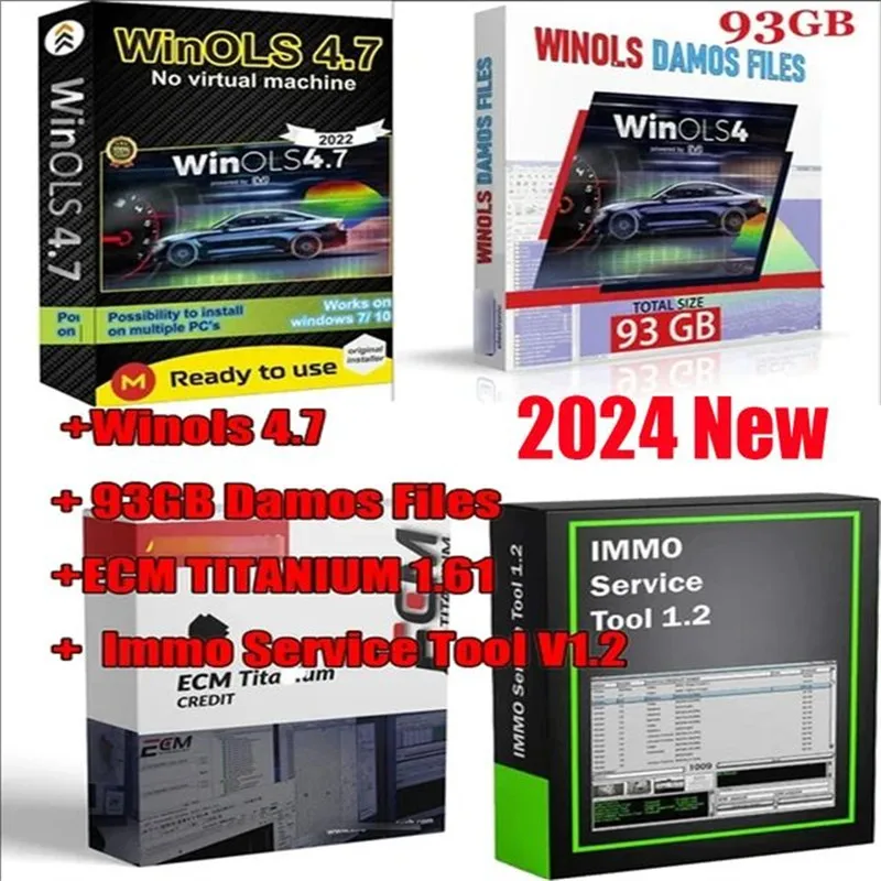 93GB Damos Files+ ECU Programming Tool Winols 4.7 Software+ECM TITANIUM 26100+ Immo Service Tool V1.2+Install Video Guid