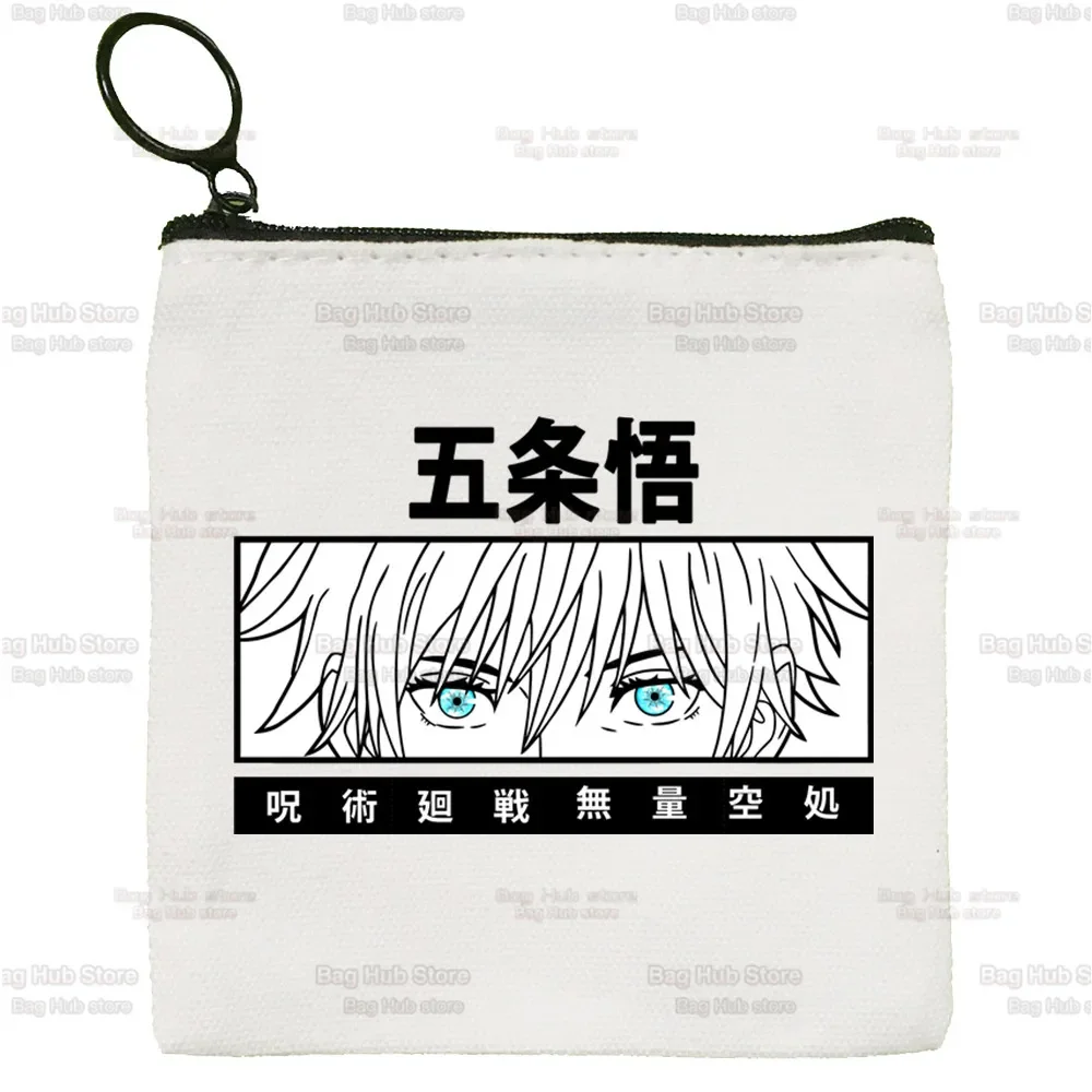 Anime Jujutsu Kaisen Gojo Satoru Yuji Itadori Leinwand Geldbörse benutzer definierte Logo Aufbewahrung beutel Leinwand Tasche neue Münz tasche Schlüssel Geldbörse