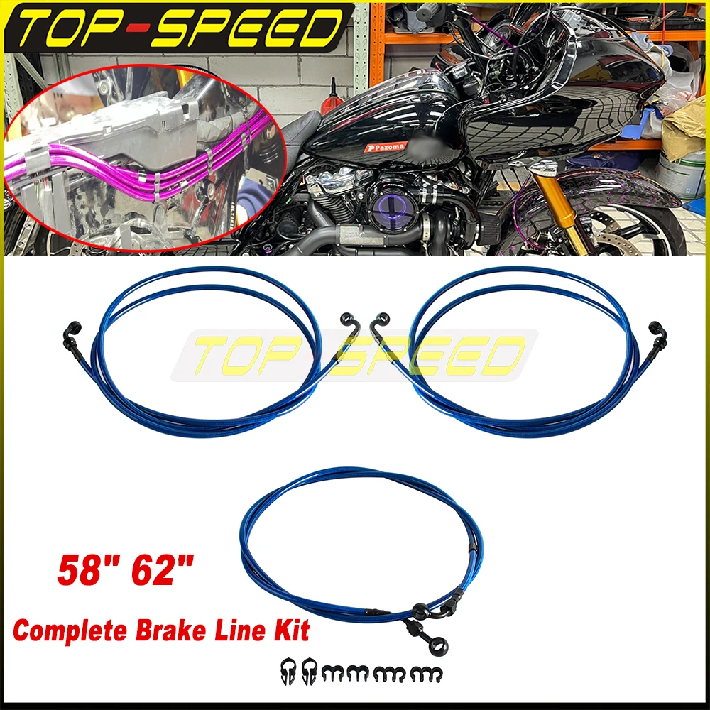 For Harley Road Glide Special Limited Ultra ST CVO FLTRKSE FLTRXST FLTRXSE FLTR Extended Length Upper Lower Stainless Brake Line