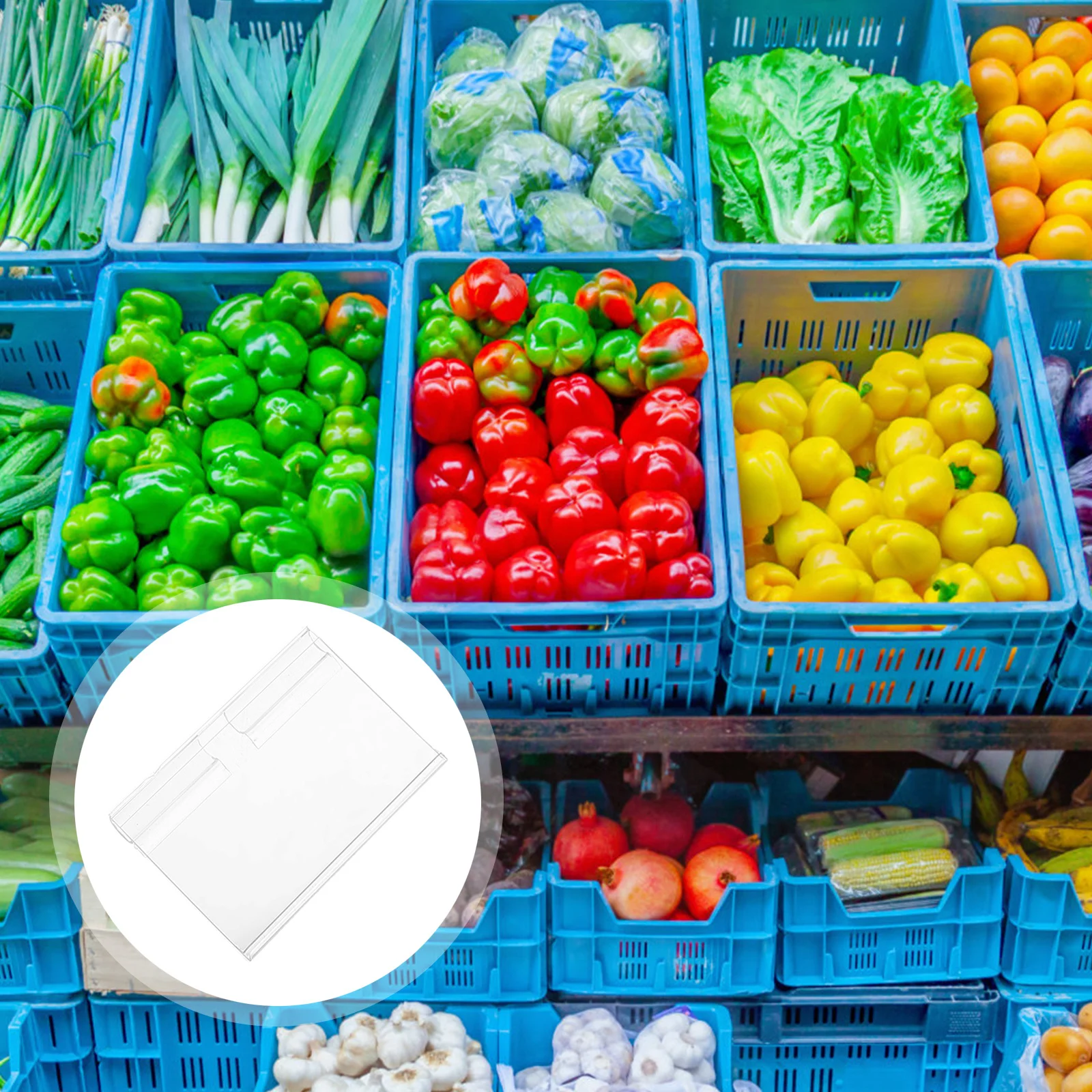 

60 Sets Basket Labels Clips for Shelves Clear Plastic Tags Bin Holders on Display