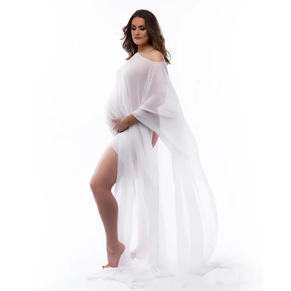 Soft Chiffon Fabric Maternity Photography Props Dress Studio Shooting Accessories Transparent Tulle Cloak Simple Modeling Fabric