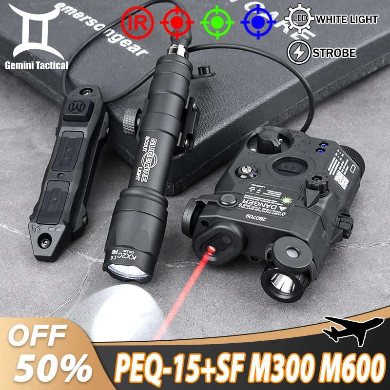 

Тактический страйкбол SF M600C M300A PEQ-15 LA5C Красный, зеленый, синий, точечный лазерный индикатор, ИК-заполняющий свет, охотничий разведчик AR15, подходит для направляющей 20 мм