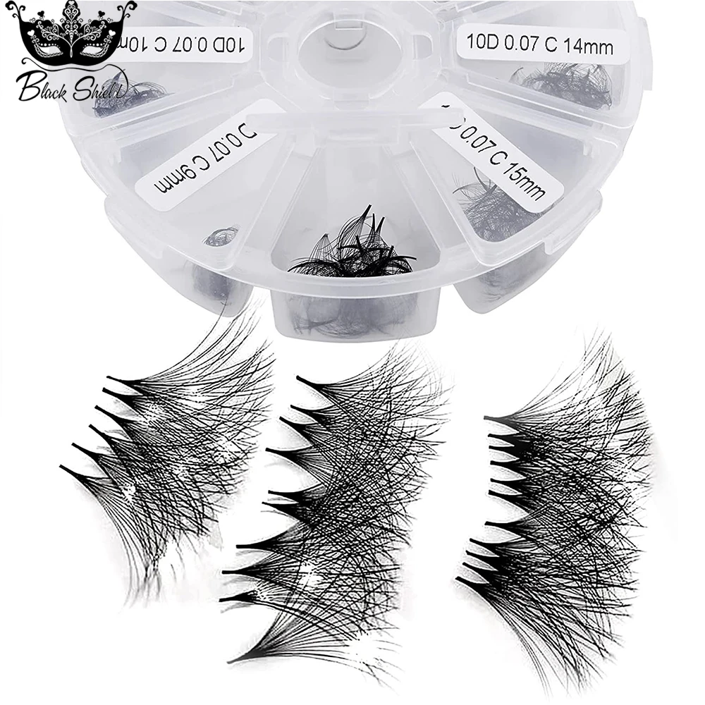 

Matt Black Premade Loose Volume Fans 0.07D Thin Pointy Base Lash Extensions 1000 Fans Russia Handmade Lash Extensions ultra Lash