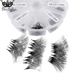 Matt Black Premade Loose Volume Fans 0.07D Thin Pointy Base Lash Extensions 1000 Fans Russia Handmade Lash Extensions ultra Lash