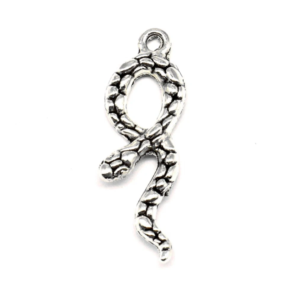 5pcs 11x35mm Snakes Charms Pendant Handmade Products Cute Jewelry Antique Silver Color