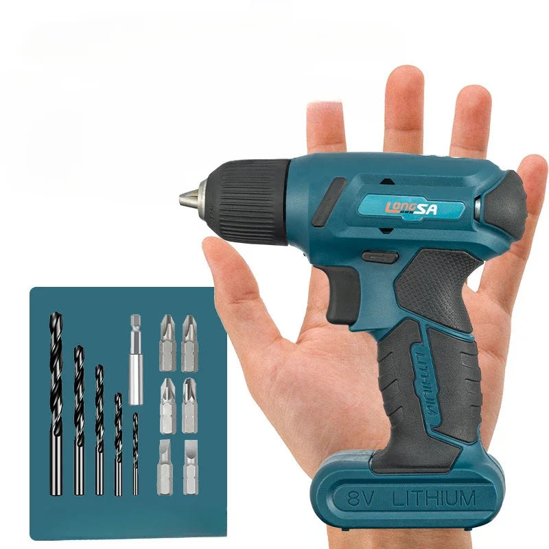 

Small Pistol Drill Multifunctional Household Electric Screwdriver 8V Lithium Electric Drill Rechargeable Hand Drill